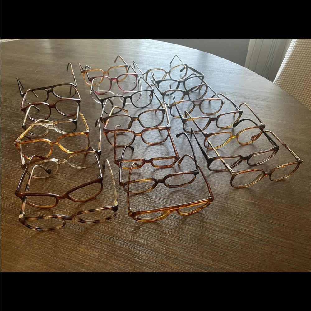 Lot Of 24 Vintage Eyeware Frames - Mixed Brands, No Lenses, Full Rim.